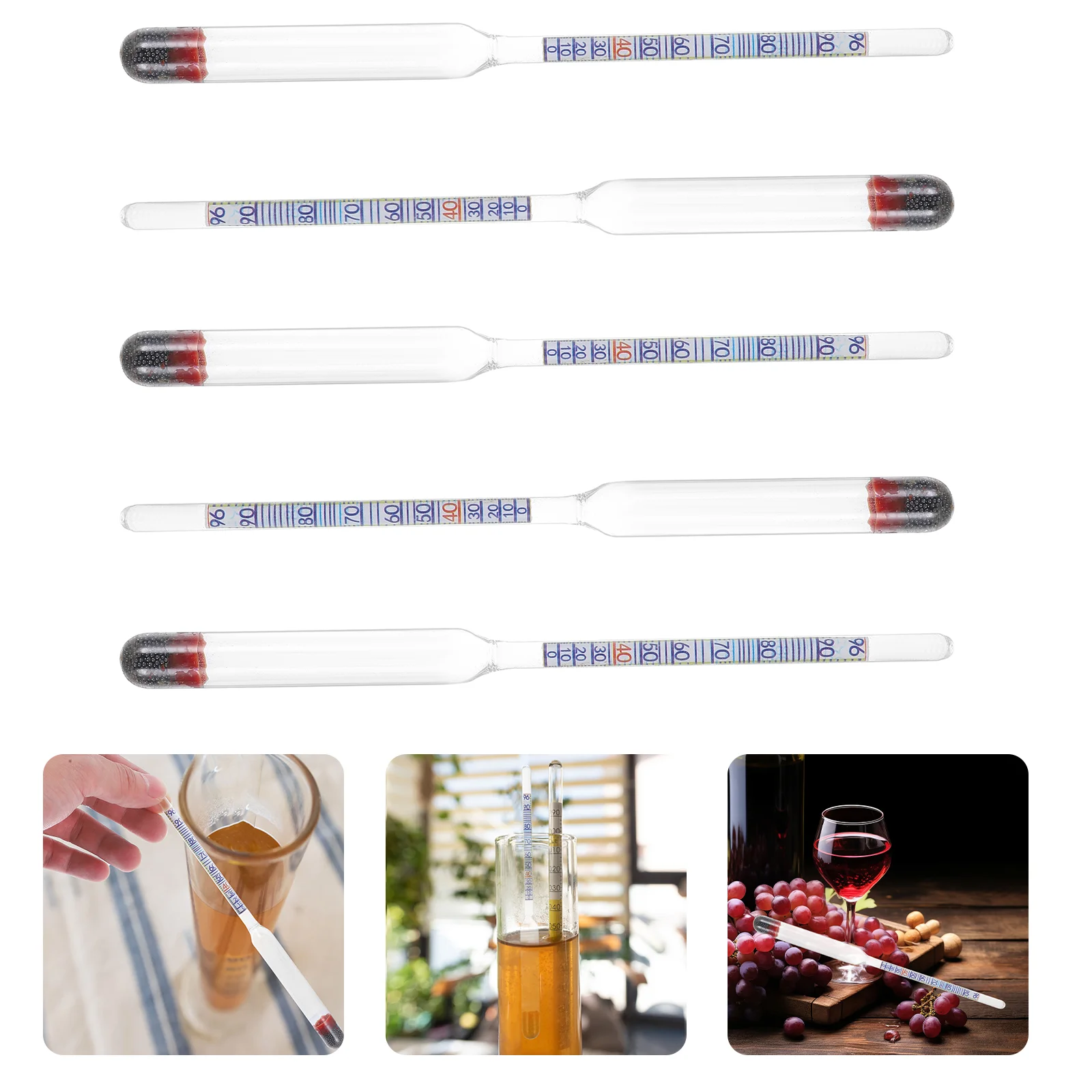 

5pcs Alcohol Meter 0-96 Proof Tester Meter Glass Measure Tool