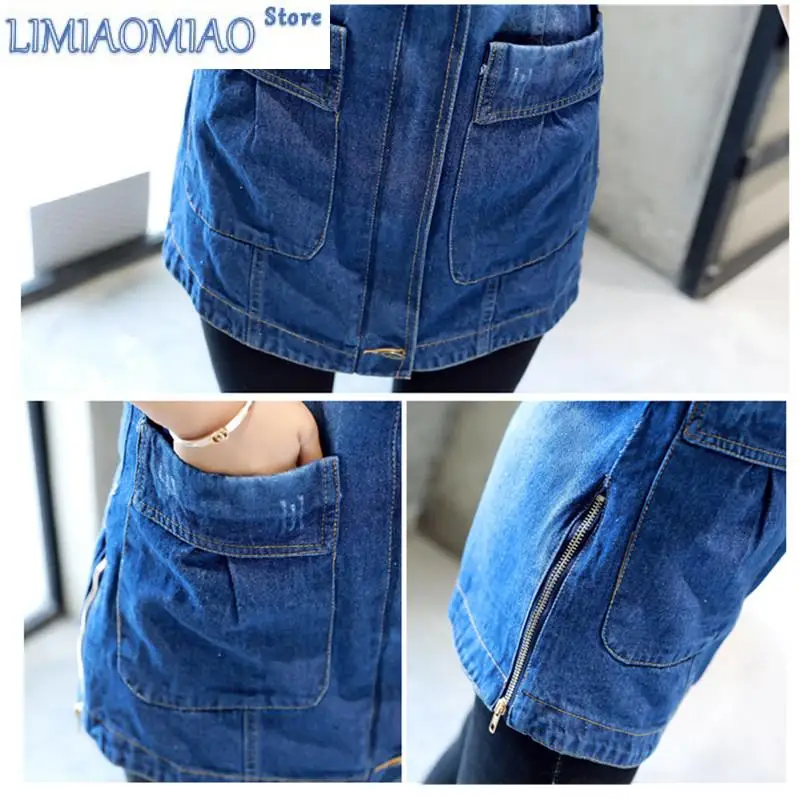 New Hooded Denim Women Jackets Spring Autumn Loose Vintage Long-sleeved Jeans Jacket Casual Student Slim Denim Coat Plus size