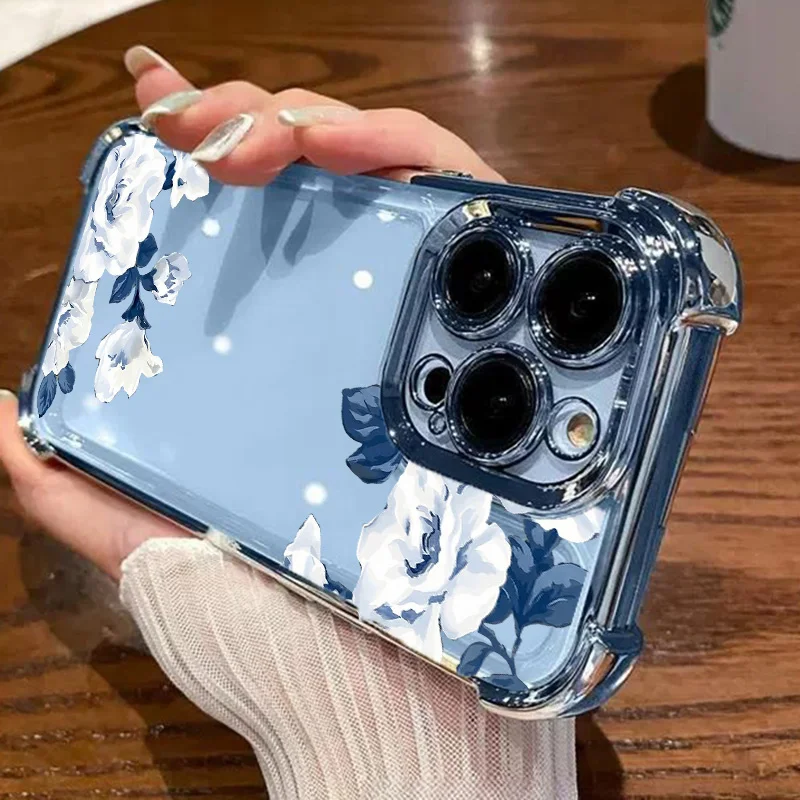 Luxury Night White Rose Cherry Blossom Phone Case - Artistic Painting Cover