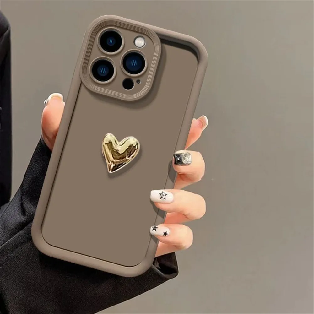Luxury 3D Love Heart Matte Soft Silicon Phone Case