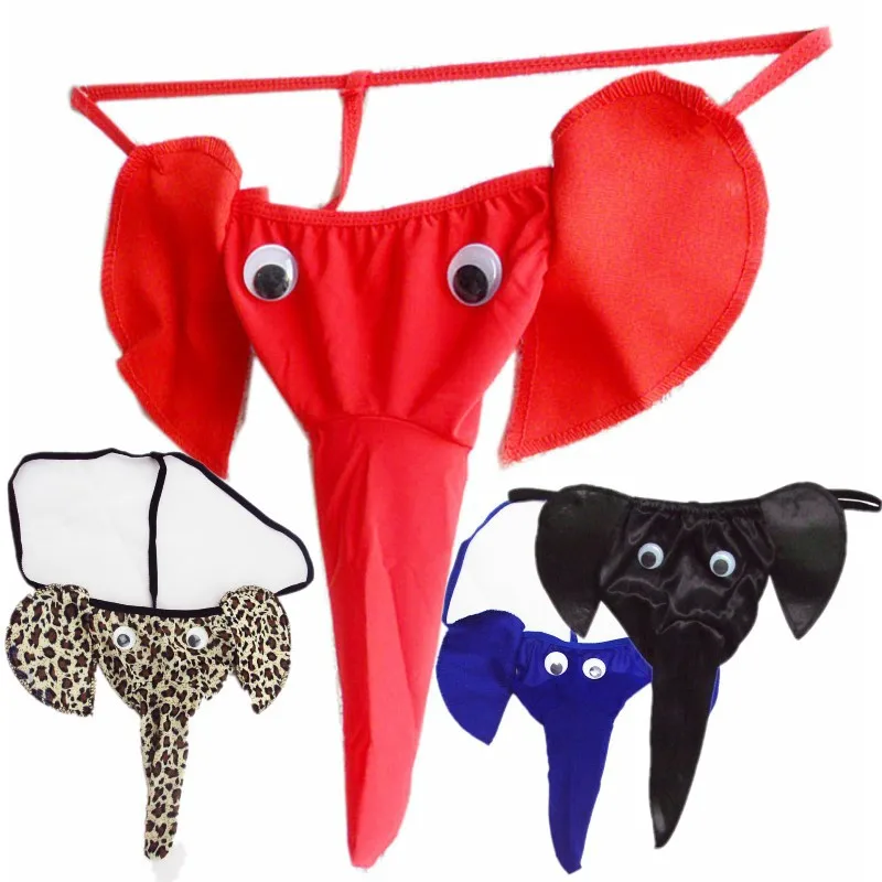 Elephant Nose Mens Bulge Thongs Underwear Animals Design Male Sex G Strings Erotic Gay Penis Pouch Funny Men's Low-waist T-back