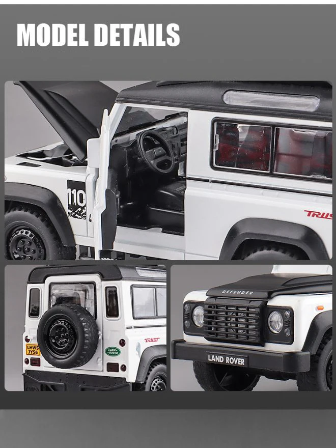 1/32 Land Rover Defender SUV Diecast Alloy Toys Car Model Truck