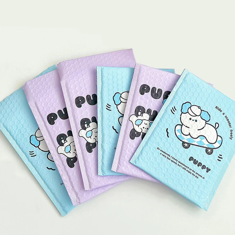 15x20cm Blue/Purple Plastic Bubble Envelope Cute Puppy Print Bubble Bag Small Jewelry Gift Bags Shockproof Package Pouches 10Pcs 10pcs poly padded envelope light purple bubble mailer shockproof packaging supplies for jewelry self sealing bubble bags