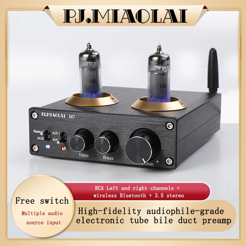 

PJ.MIAOLAI M7 HIFI 6K4 Vacuum Tube Amplifier With Treble Bass Tone Control Bluetooth5.0