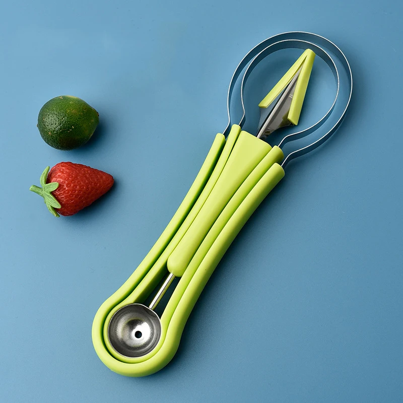 3In1StainlessSteelFruitToolSetFruitCarvingKnifeWatermelonBall