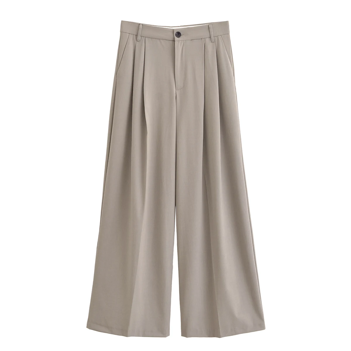 Tangada Women Black Wide Leg Suit Pants Trousers Lady Pants 6P0109