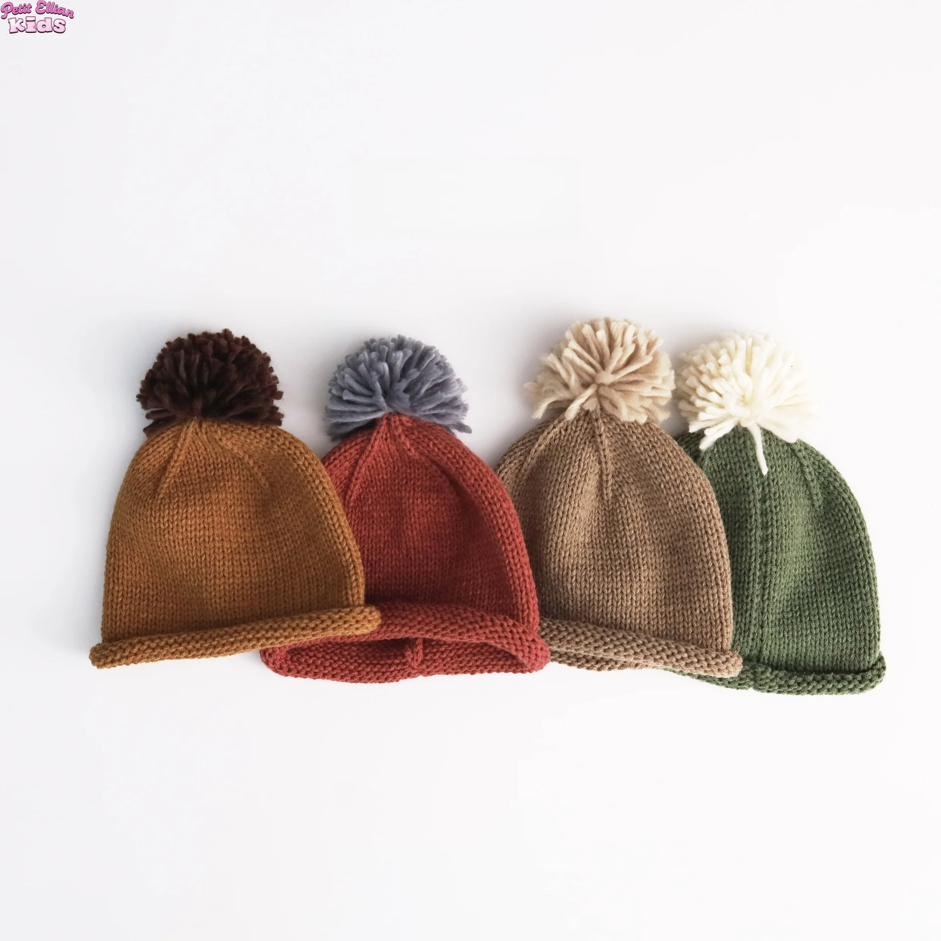 Kids Warm Knitted Beanie Hat with Pom Pom for Winter