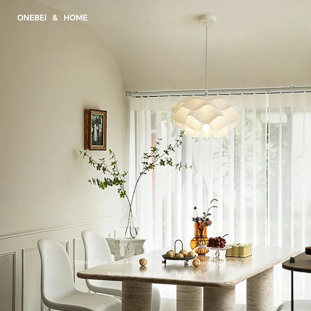 Lámpara LED nórdica moderna, luz de techo de flores acrílicas para sala de estar, dormitorio, comedor, iluminación interior de ahorro de energía blanca cálida 6