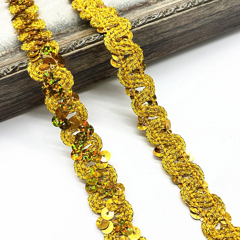 Lace Ribbon Lace Garment Accessories Lace Sewing Supplies Lace Accessories Lace Sewing Accessories Clothing Accessories 2 yards 20mm Curve Wavy Sequins Lace Trim for Stage Performance Party Cosplay Wedding Clothes DIY