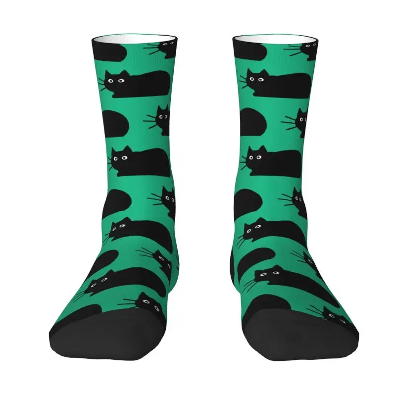 KawaiiMensBlackCatDressSocksUnisexWarmBreathbale3DPrinted