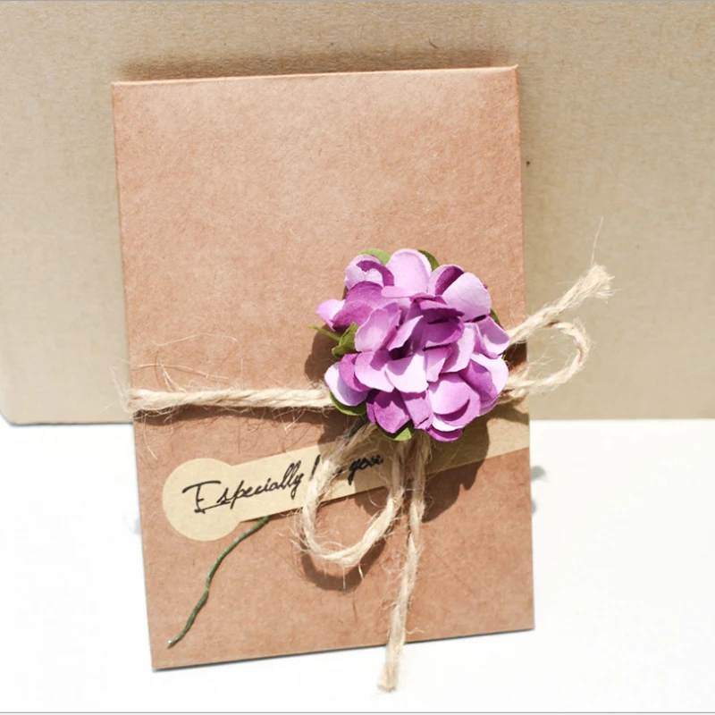 Kraft Paper Thanksgiving Greeting Card with Dried Flower and Envelope