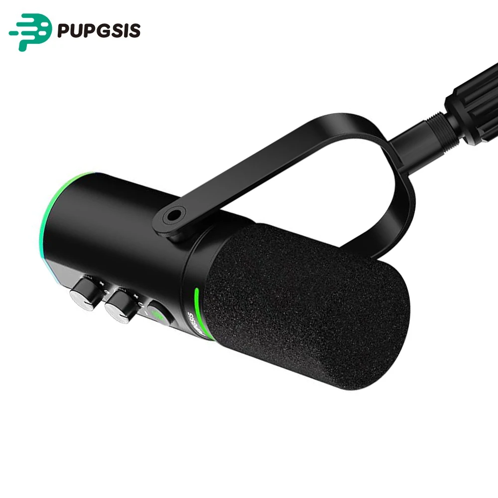 PUPGSIS D1 다이나믹 마이크, 보컬 보이스오버 스트리밍을 위한 XLR/USB 팟캐스트 녹음 PC 마이크, 음소거 키가 있는 스튜디오 마이크