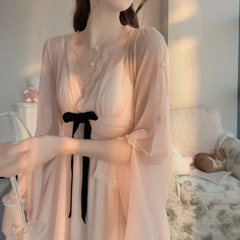 

Female Nightgowns Sleeve Night Nightdress Home Long For Nightwear Dress Loose New Pyjama Clothes Purple Nightshirt Women Pajamas