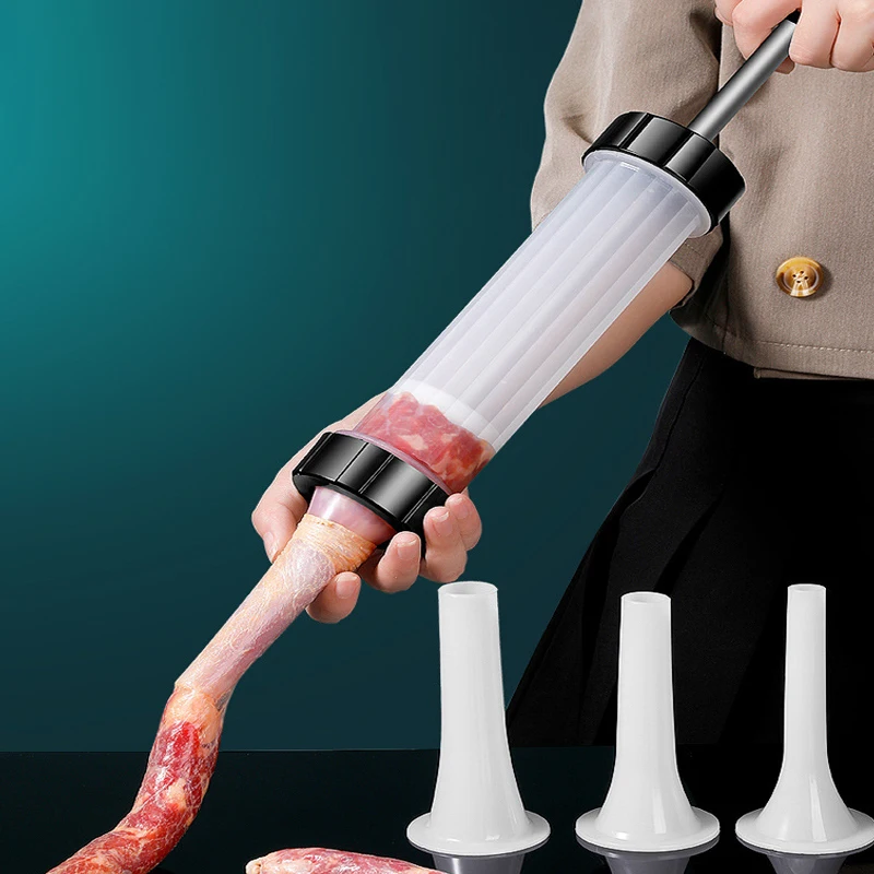 3Pcs Manual Sausage Stuffer Filling Machine Plastic Funnels sausage stuffing machine