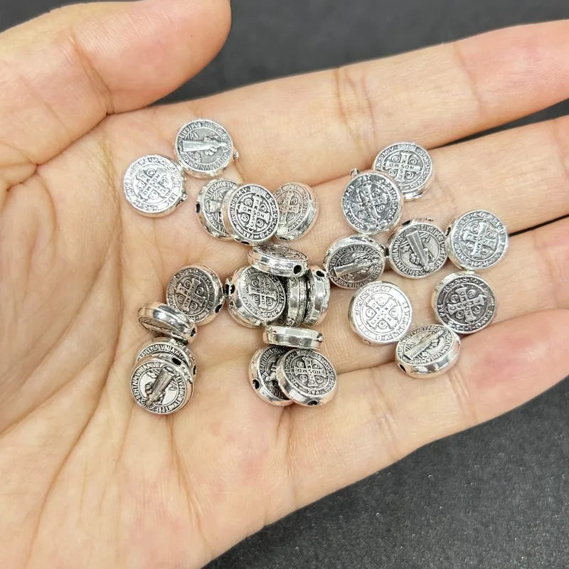 30 조각 세인트 베네딕트 메달 비즈 예수 십자가 카톨릭 산 베니토 커넥터 DIY 목걸이에 대한 매력 액세서리 만들기