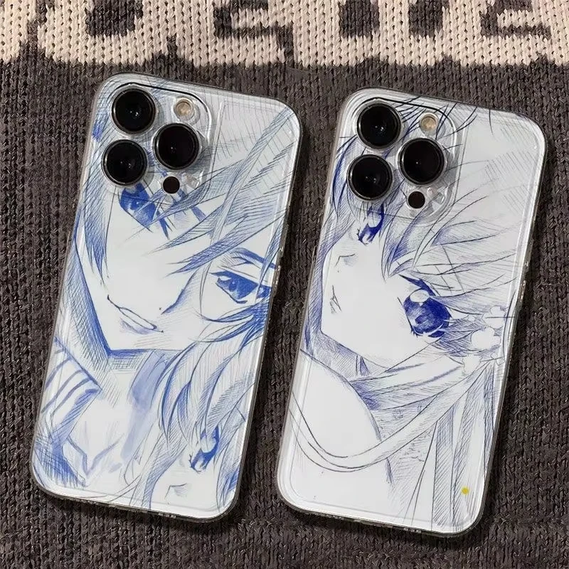 Stylish Couple Anime Comic Phone Case - Artistic Design Back Cover