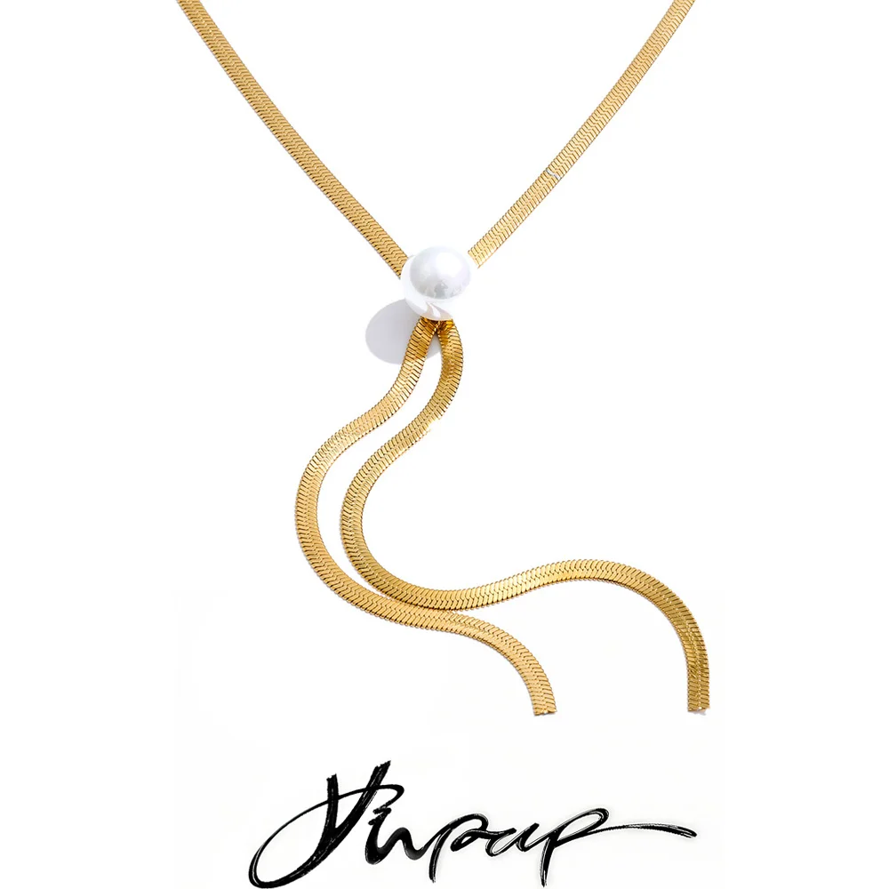 Yhpup Necklace Stainless Steel Pearls