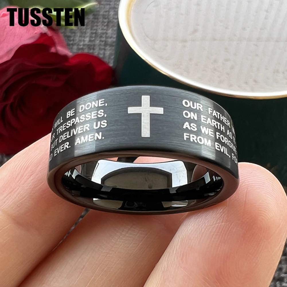 

TUSSTEN 6/8MM Brushed Finish Black Tungsten Ring Celtic Knot Engraved for Men Women Fashion Engagement Wedding Band