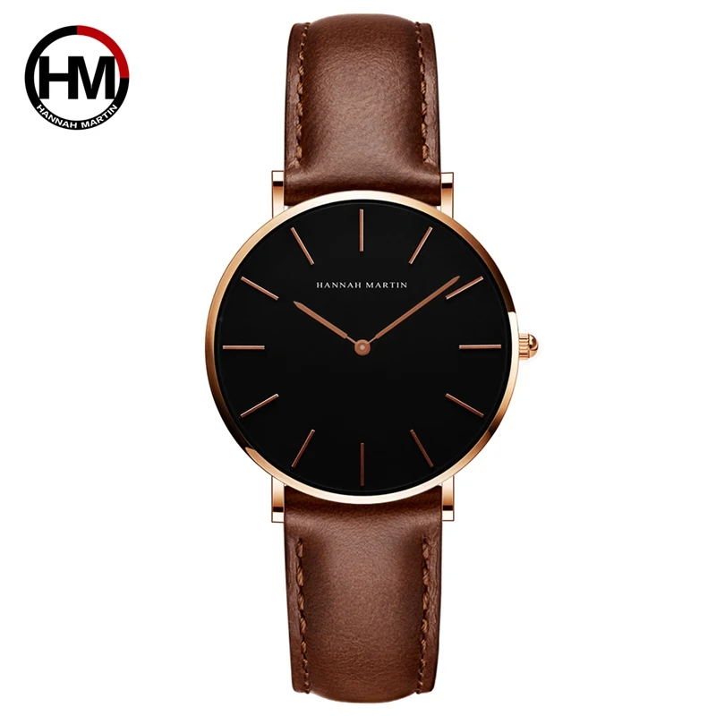 

Hannah Martin Japan Movement Leather Strap Casual Fashion Women Top Brand Luxury Waterproof For Ladies' Watches relogio feminino