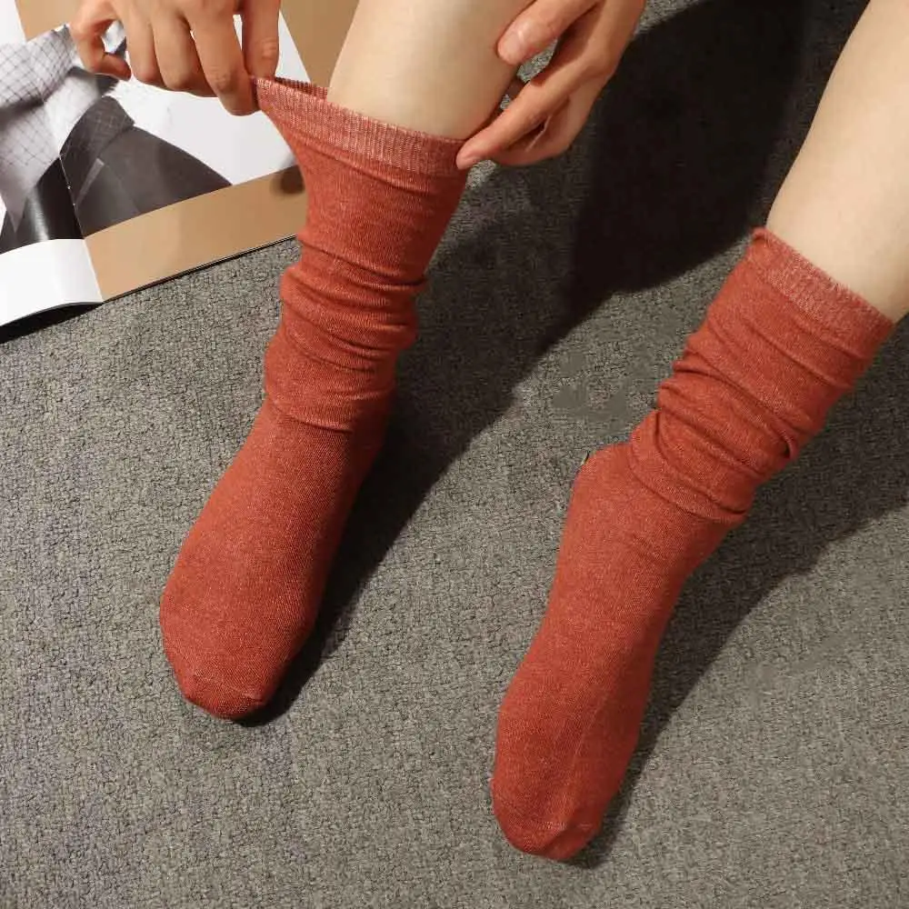 Sexy Elastic Student Solid color Ladies Cotton Hosiery Calf Sock Knee High Socks Women Stockings