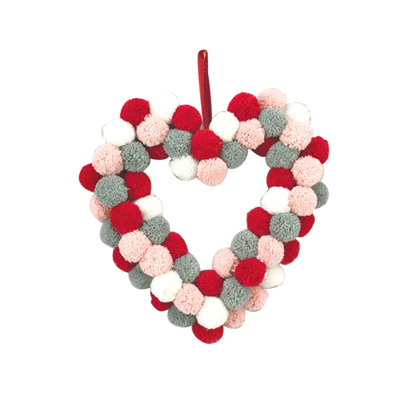 Christmas POM ball wreath door on Valentine's Day POM window decorations