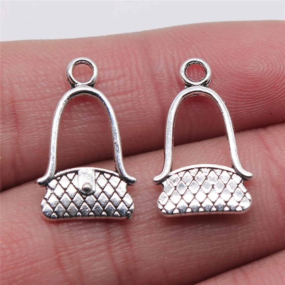 20pcs 아연 합금 금속 행운의 여성 핸드백 매력 Diy 팔찌 만들기 키 체인 만들기