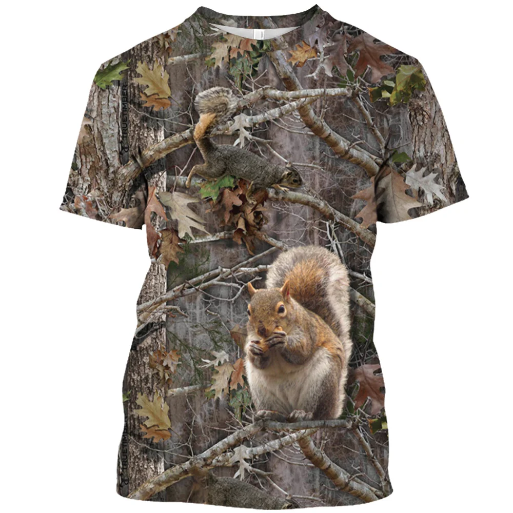 

2023new Camouflage Wild Hunting Animals Print T-shirts Summer Casual For Men Fashion Street Unisex Short Sleeve Loose