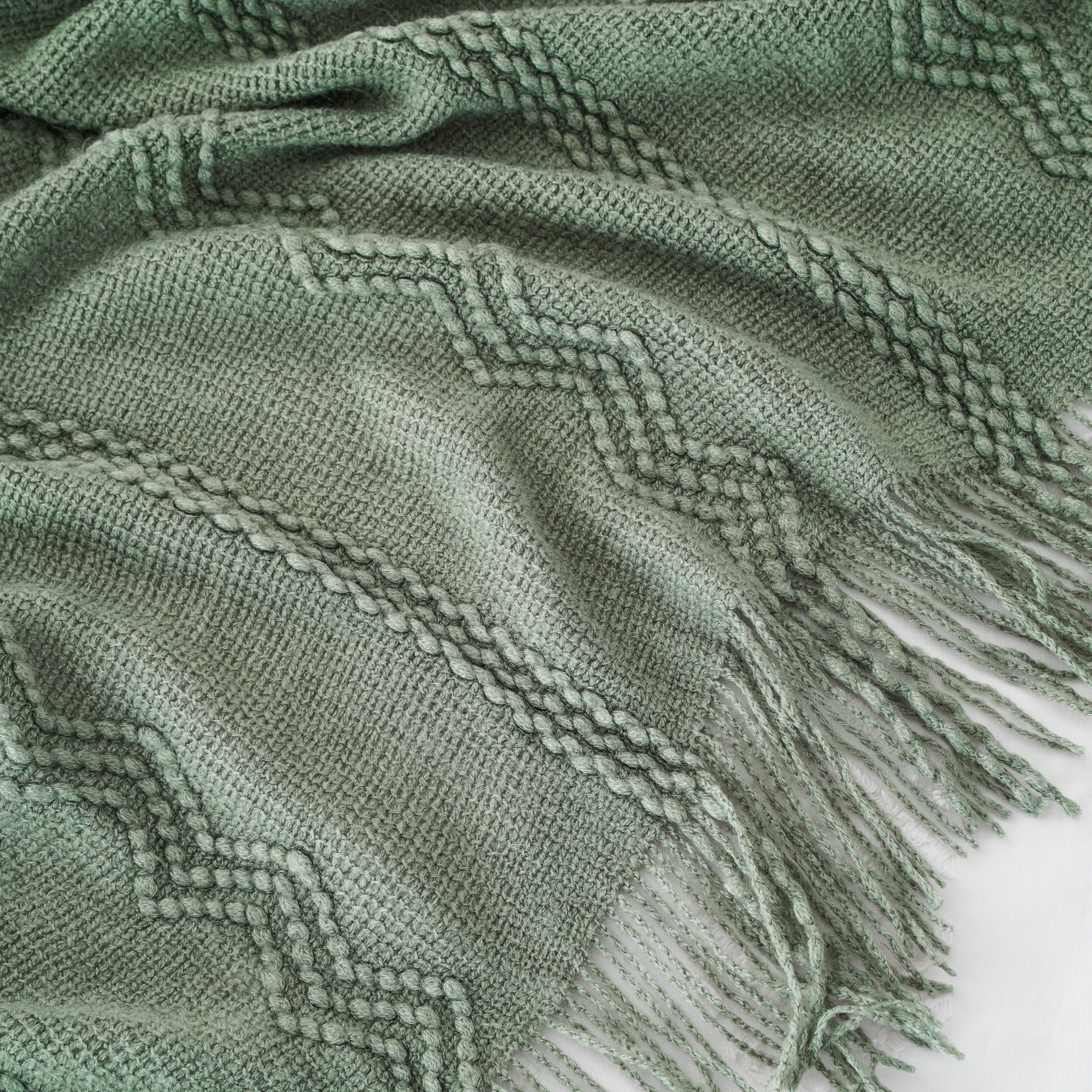 Battilo Sage Green Throw Blanket for Bed Couch Plaid Knit Throws Spring Sofa Blanket Lightweight Knitted Blanket for Home Decor 6