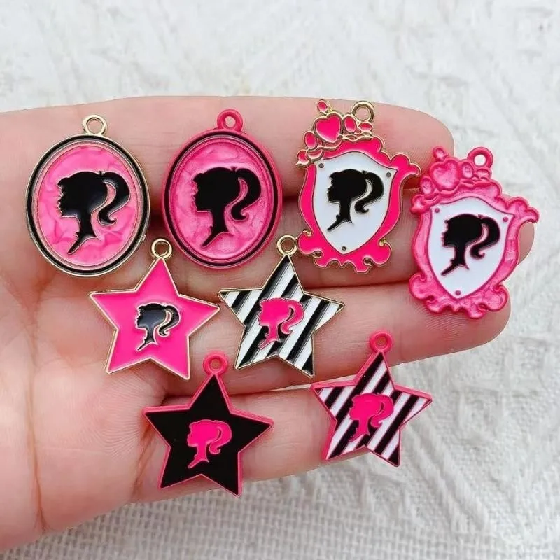 10pcs Pink Barbie Enamel Charms 1