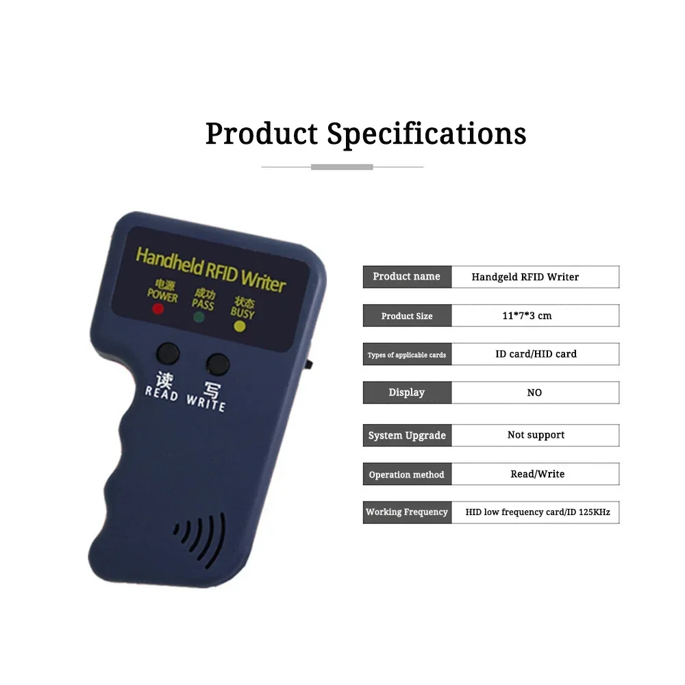 125KHz RFID Reader Writer Duplicator for Access Control