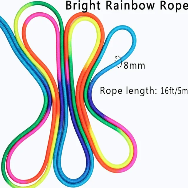 5M Rainbow Long Rope Group Skipping Children Students Speed -Fit Jump With Anti-Slip Handle School Elementary Outdoor Sports 4