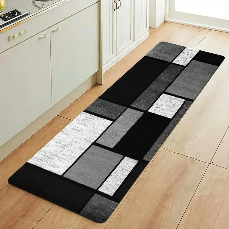 VIKAMA Moderner Geometrischer Rutschfester Teppich, Waschbare Bodenmatte, Ideal für Küche, Wohnzimmer, Eingangsbereich Wohndekor-Teppich – Detail 2