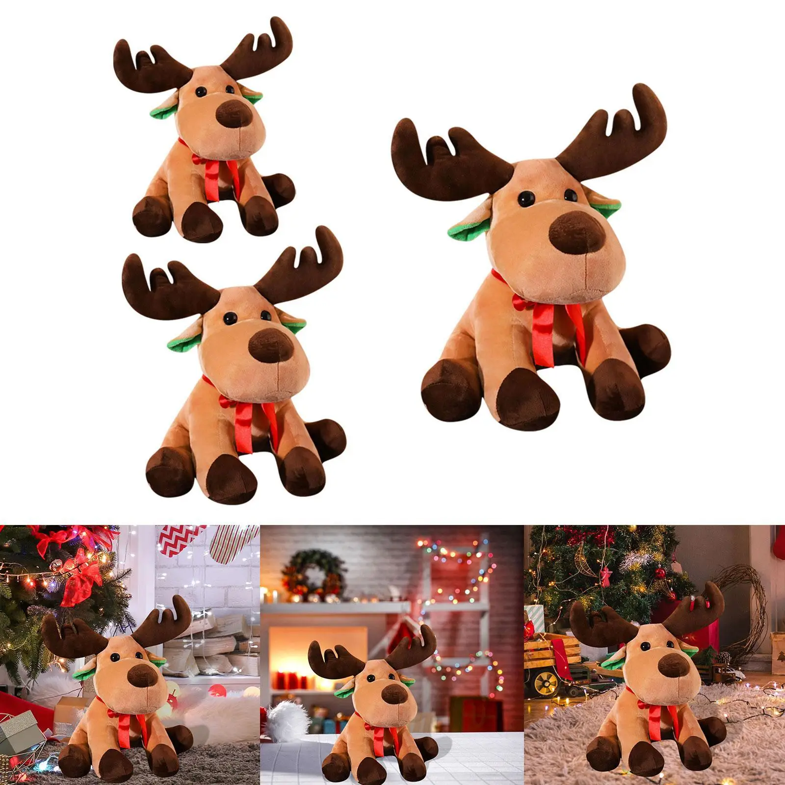 Reindeer Plush Toy Christmas Elk Plush Toy Decor Cartoon Cozy Stuffed Animals