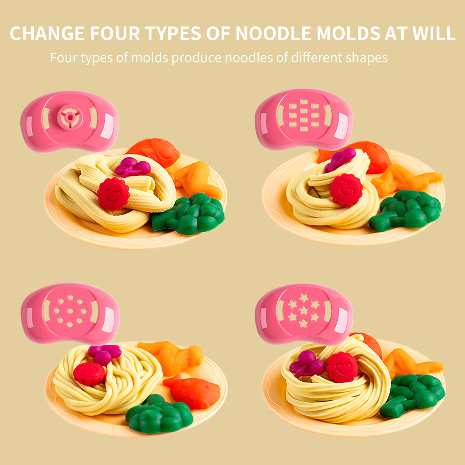 Cartoon Cute Pig Noodle Machine Clay Set Game Noodle Machine Multiple Molds Knife Fork Clay Set Toys " 5