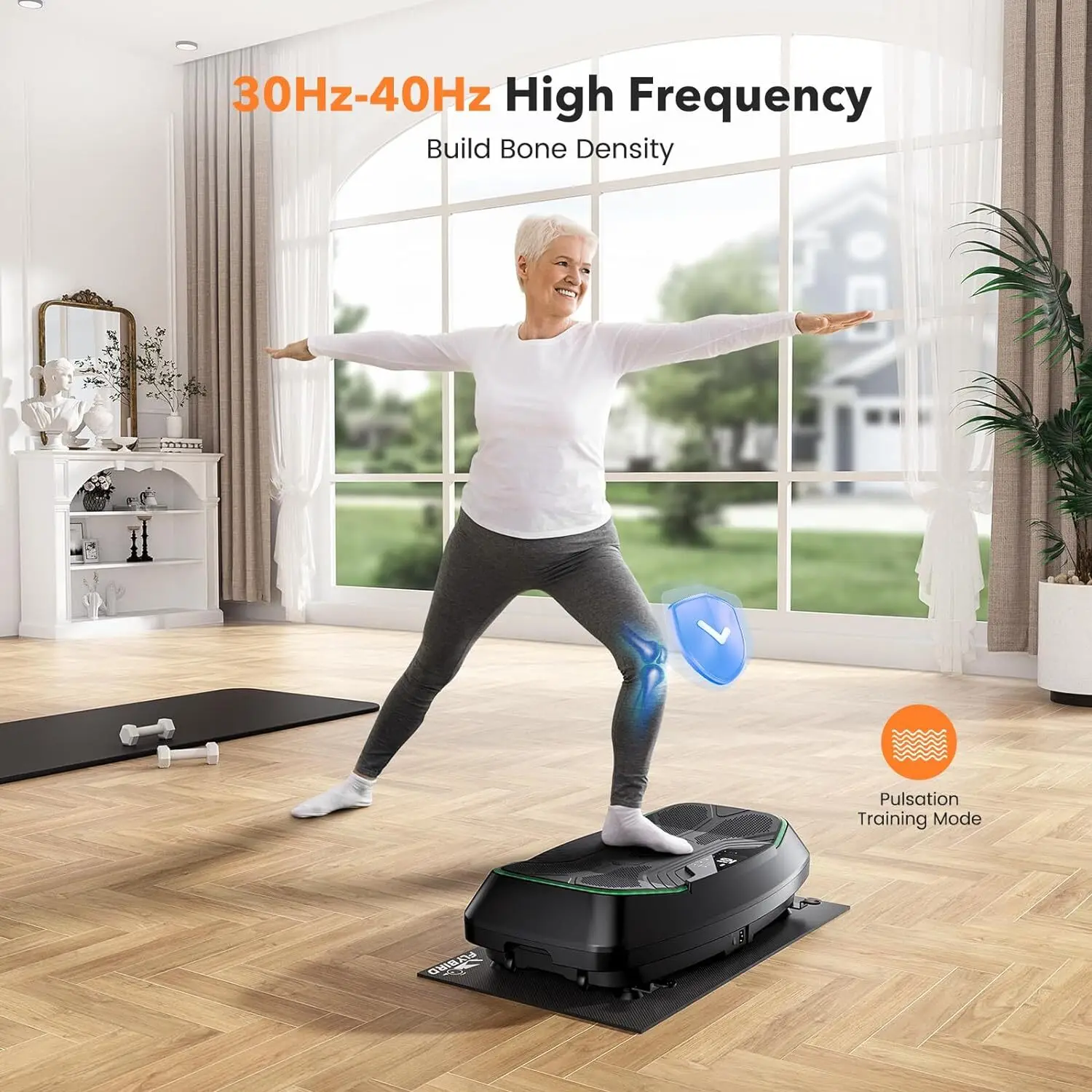 4D Vibration Plate-Triple Motors Oscillation, Linear, Pulsation Vibration Plate Exercise Machine, 30Hz-40Hz Pl