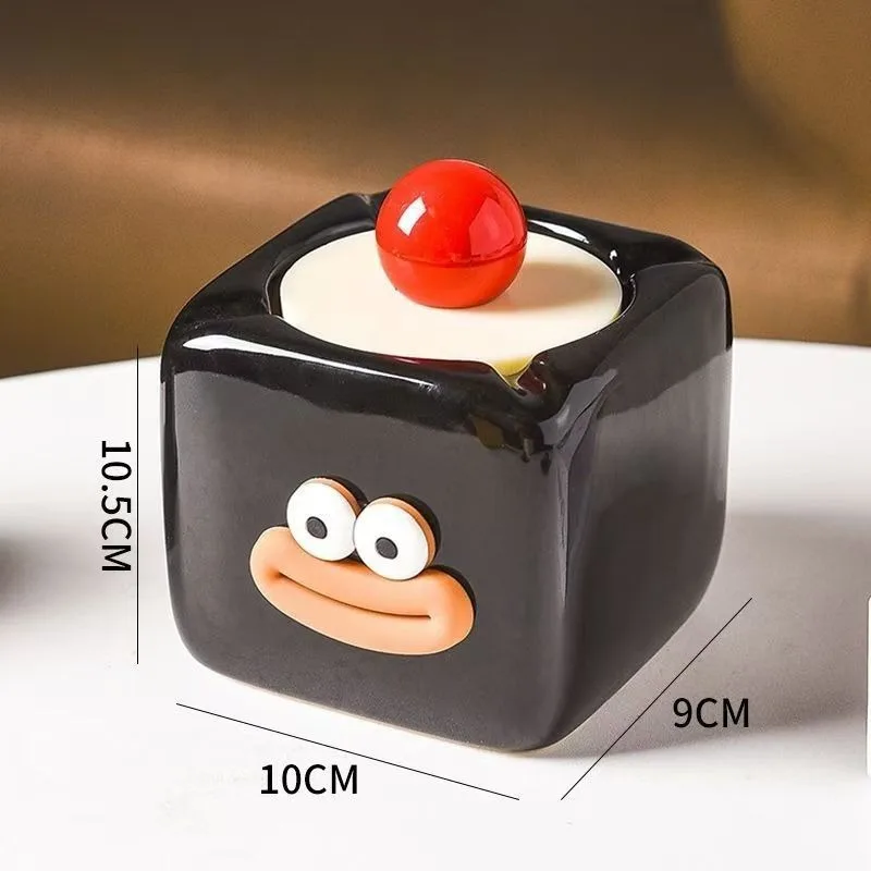 Ceramic Ashtray Cute Office Living Room Decoration Ornaments Ash-proof With Lid Adorable