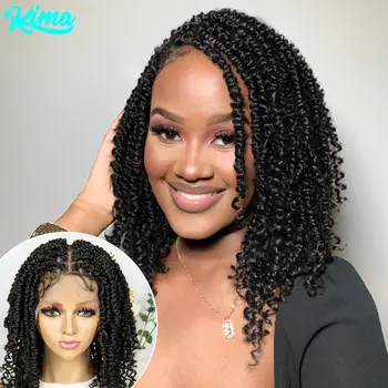 14Inch Full Lace Braided Wigs Synthetic Lace Frontal Twisted Braids Wigs with Baby Hair Knotless Box Braids Wig for Black Women