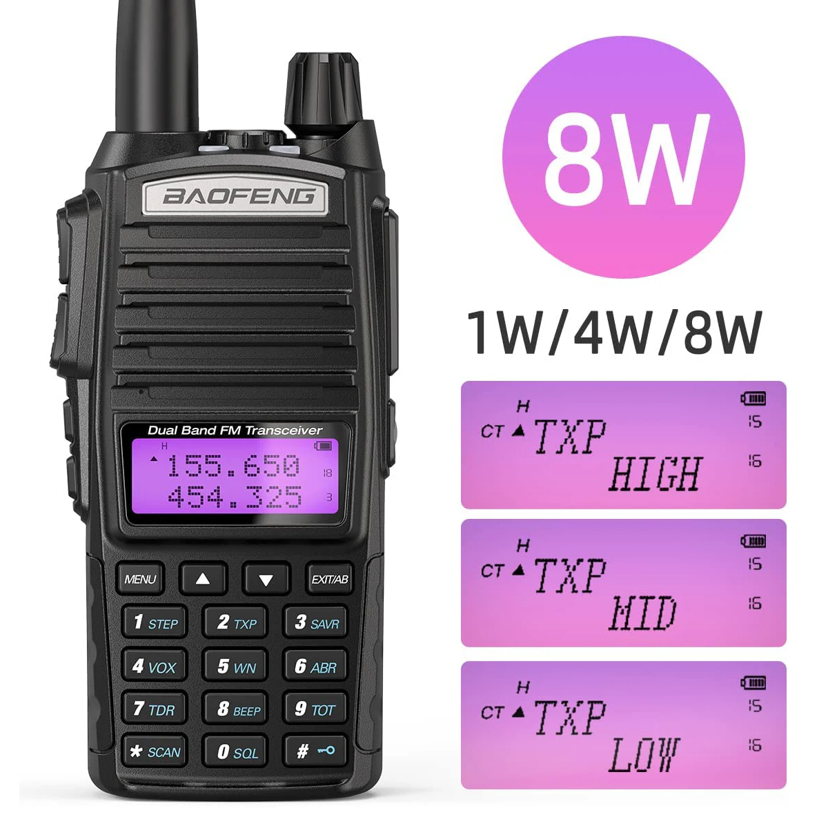 Baofeng UV 82 Walkie Talkie 5W 8W Long Range VHF UHF Dual PTT FM Two Way Radio High Power UV 5R 13 K5 K6 Hunting Ham Radio 3