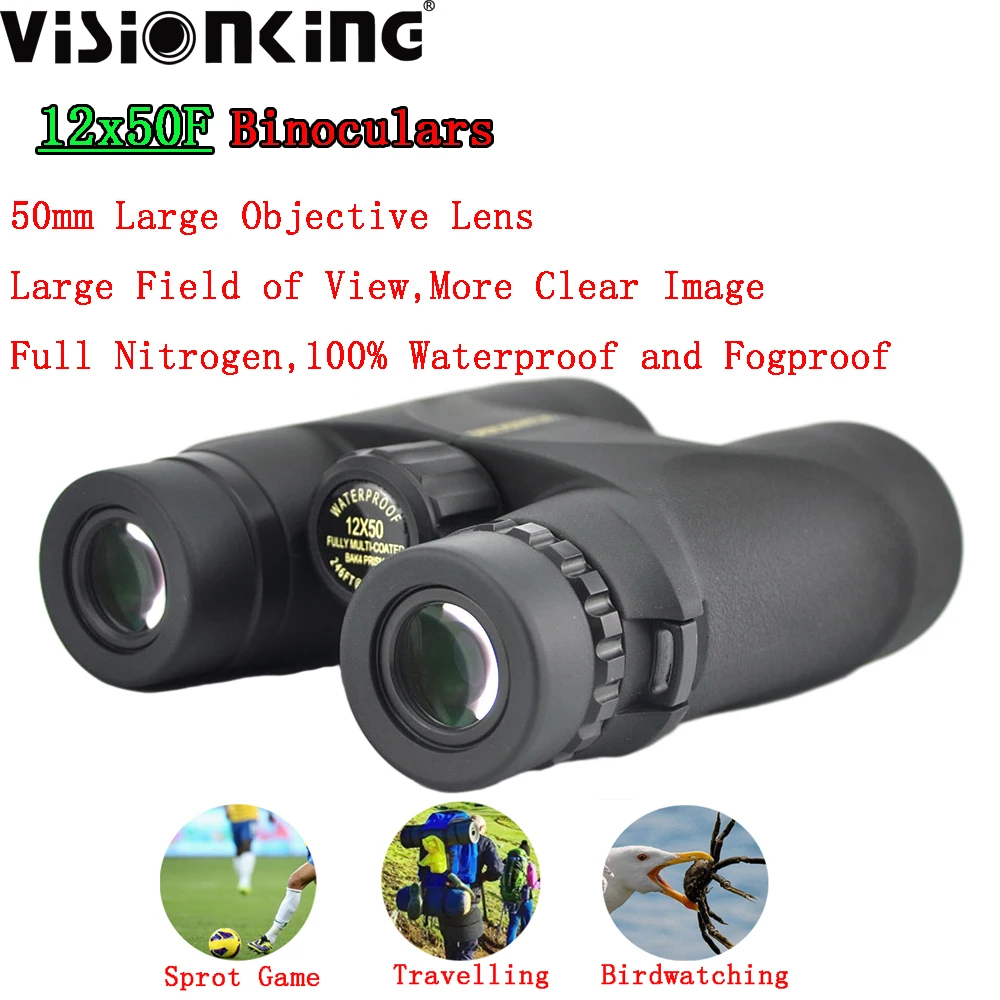 

Водонепроницаемый бинокль Visionking Bak4 FMC, тактический оптический телескоп, дальность действия 12 х50, для наблюдения за птицами и гольфа