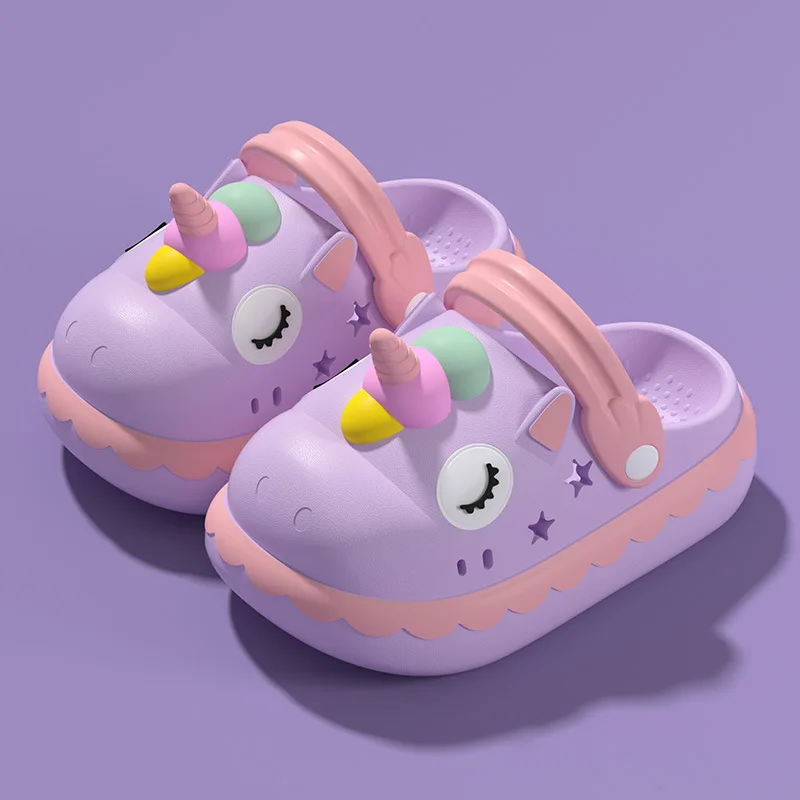 Summer Cartoon Child Girls Slippers Unicorn Princess Slippers For Children Beach EVA Comfortable Soft Toddler Kids Clogs Shoes 5