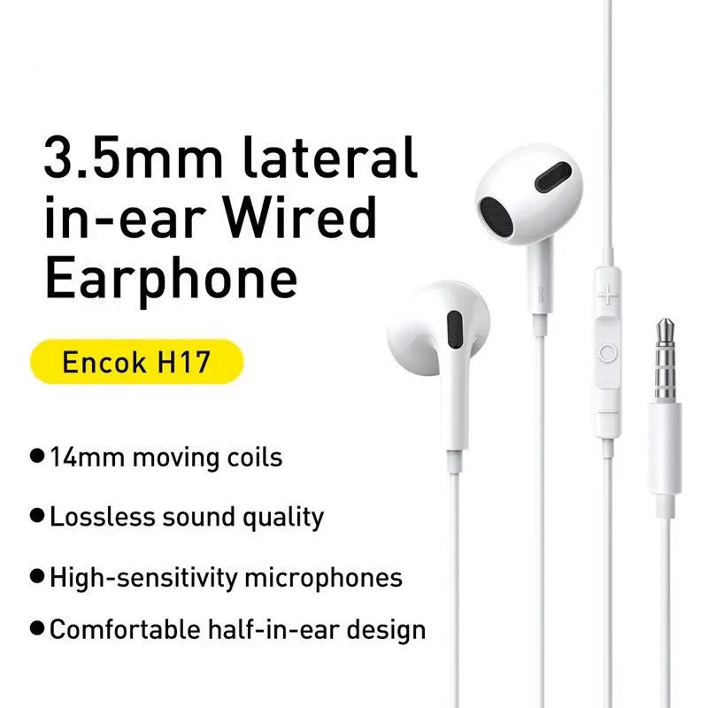 Baseus H17 3.5mm Wired Earphone with Microphone Wire-controlled in-ear Headphone For Music Sport In Ear Monitor Earbud Headset - Image 2