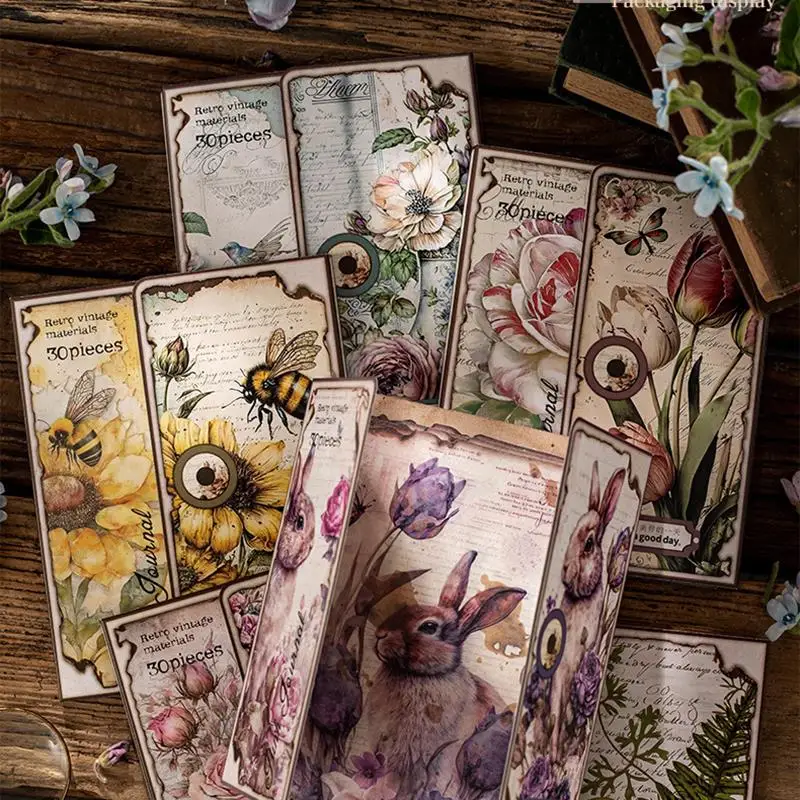 Vintage Materials Paper Lost Garden Series DIY Scrapbooking Deco Junk Journal Planner Collage Photo Album Craft Paper 30pcs/Set