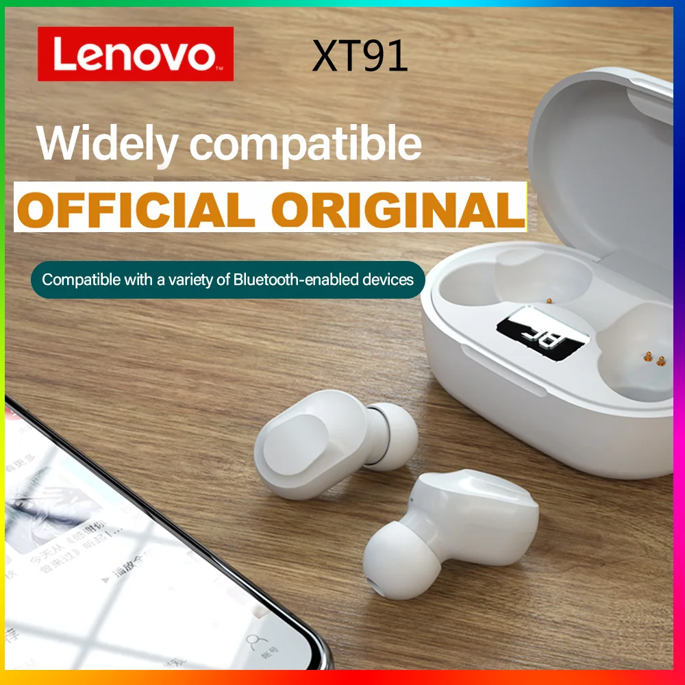 

Original Lenovo XT91 TWS Earphone Wireless Bluetooth Headphones AI Control Gaming Headset Stereo bass With Mic Noise Reduction