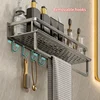 Bathroom Shelf Makeup Storage Organizer Aluminum Alloy Shampoo Rack Shower Shelf Bathroom Accessories No Drill Wall Shelf 4