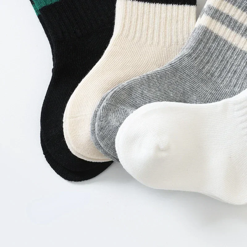 New Children Solid Color Sport Socks Cotton Soft Tube Socks for Baby Infant Toddler Socks for Kids Boys Girls 6months-6years Old 4