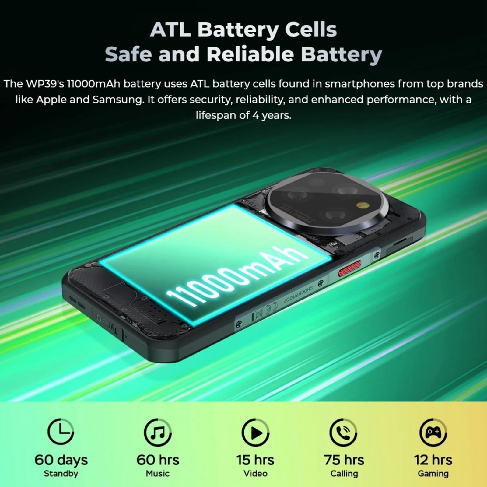 Oukitel WP39 Rugged Phone 6GB+256GB 6.6" Display 64MP Camera 11000mAh Battery Dimensity 6100+ Android 14 NFC 5G Global Version