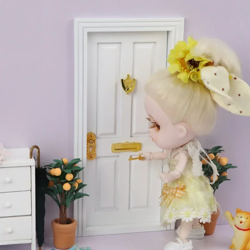 Miniature Wood Elf Door Tooth Fairy Door Mini House Accessories Pretend Play Toy Gift for Kids Furniture Simulation Miniatures 3