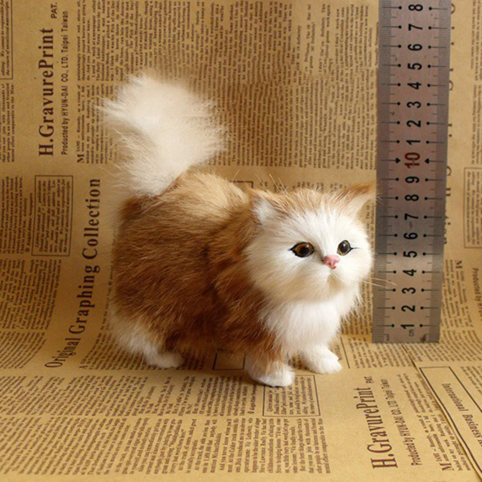 thumbnail image 1 of Cute Simulation Cat Plush Toys Soft stuffed Kitten Model Fake Cat Realist Animals For kids girls Birthday Valentine's Day Gift, 1 of 4