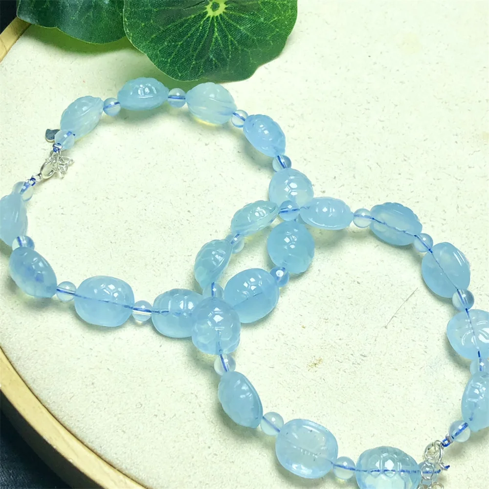 

10mm Natural Aquamarine Tortoise Shell Bracelet Handmade Women Healing Gemstone Crystal Strand Bangles Lovers Girlfriend 1PCS