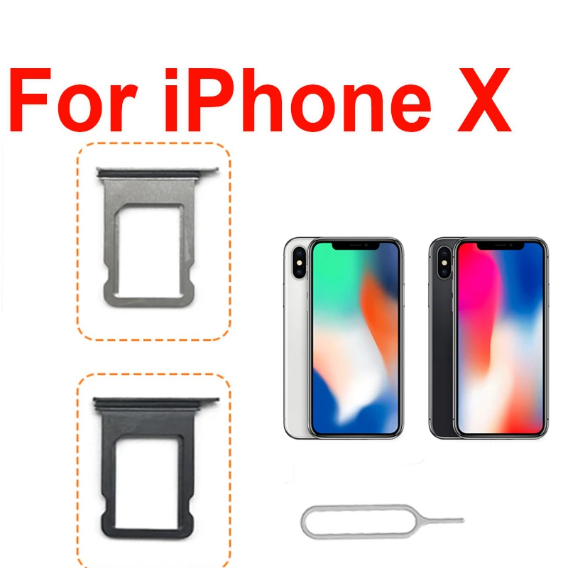 1 Pz Per Iphone X Spacegray Silver Sim Card Holder Vassoio Con Impermeabile Can Etch Personal Imei Free Sim Card Pin